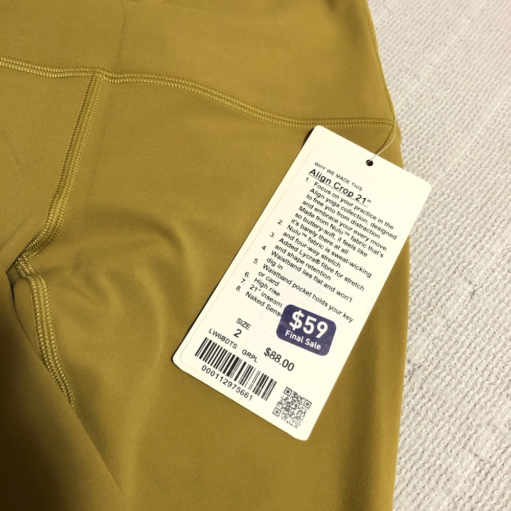 New with Tag Lululemon Align Crop 21” Size 2 - Picture 3 of 4